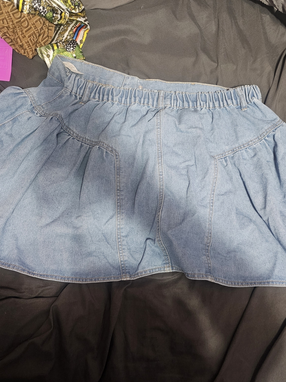 SHEIN Light Wash Denim Mini Skirt - Blue